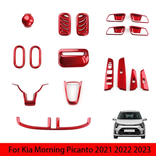 Para Kia Morning Picanto consola Central Interior roja cambio de marchas botón de faro cubierta de botón de ventana embellecedor de salida de ventilación superior