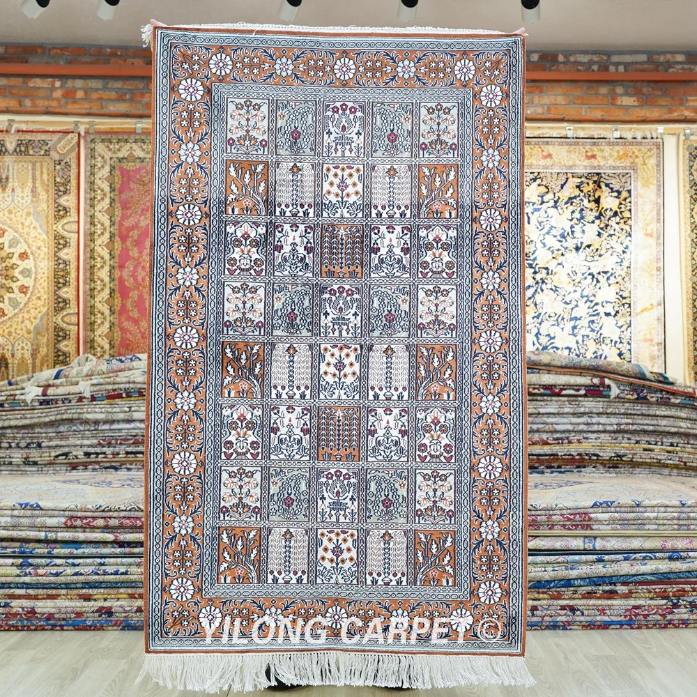 91x152cm Small Kashmir Silk Handmade Area Rug Oriental Carpet (YJH141AB)