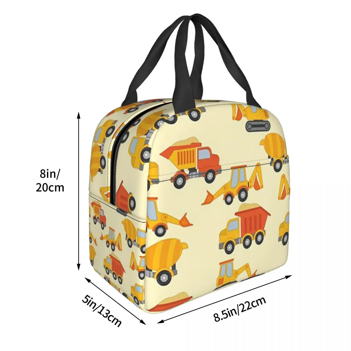 Cartoon Truck Car Tractor Excavator Pattern Insulated Lunch Bag for Women Kids Leakproof Food Boxes Thermal Lunch Box Tote