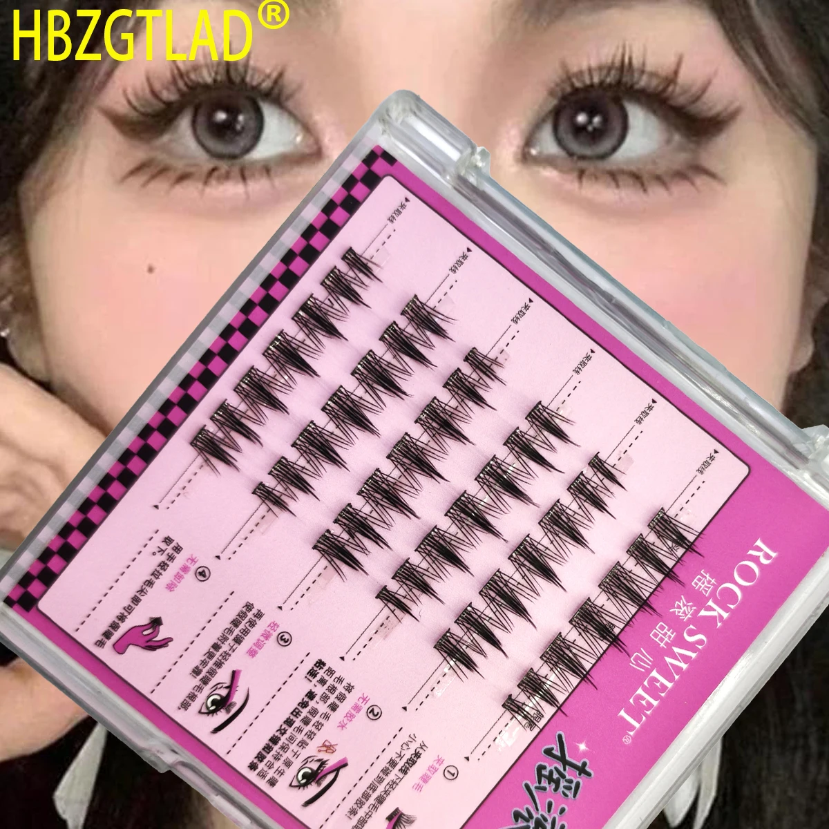 HBZGTLAD Selbstklebende Wimpern zum Aufdrücken, Schwarz, kein Kleber erforderlich, natürliches Manga-Look, unsichtbares Band, wiederverwendbare DIY-Wimpernverlängerungen