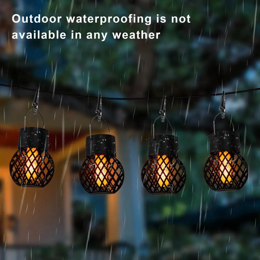 LED Solar Lawn Lamp Outdoor Flame Effect Hanging Lantern Auto On/Off Waterproof Solar Powered Hanging Light Garden Decor