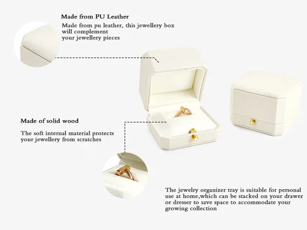 Oirlv Luxurious Velvet Ring Box Set-Elegant Single & Double Ring Holder for Wedding Anniversary Gifts Jewelry Storage Organizer
