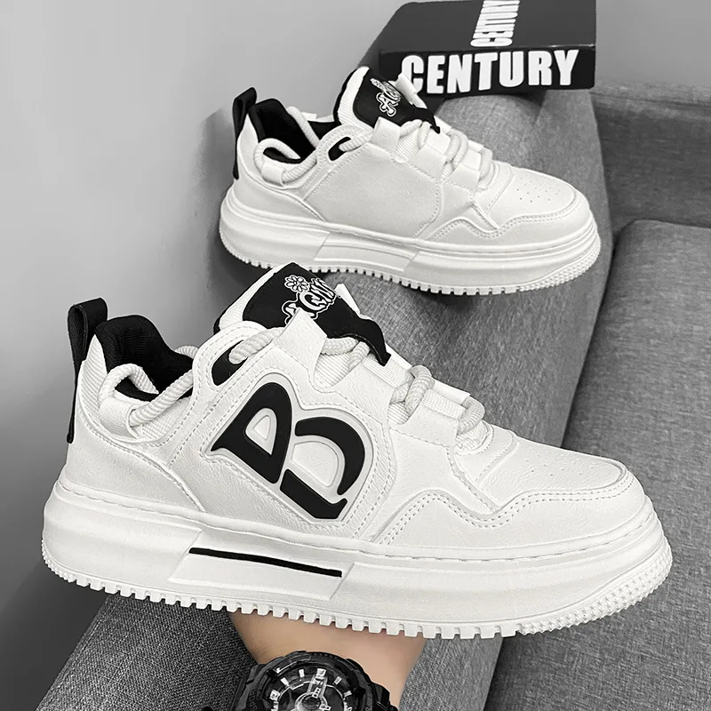 

Men's Sporty Breathable Shoes Korean Style Spring Autumn Seasonal New Fashion Versatile Casual Board Shoes Student Trendy White