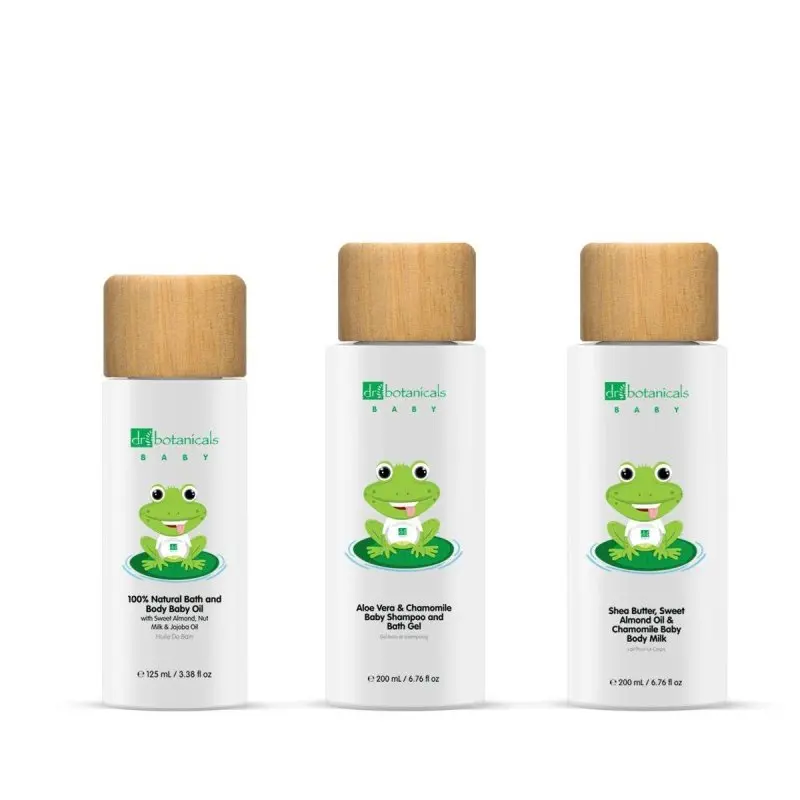 

Dr.Botanicals Baby Collection Bath Gel and Shampoo, Body Oil and Milk