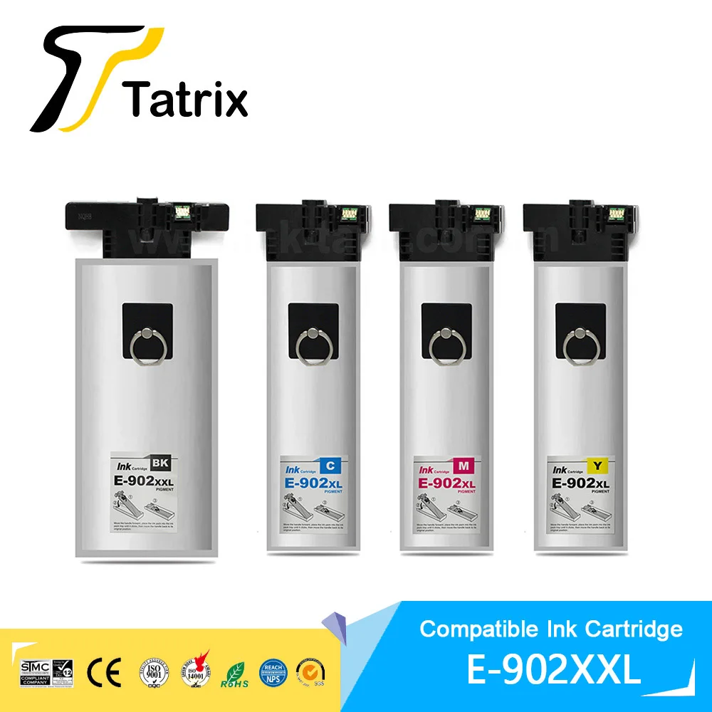 Tatrix T902XXL T902XL 902XL T902 Compatible Printer Ink Cartridge for Epson WorkForce Pro WF-C5710 WF-C5790. Applicable to NA.