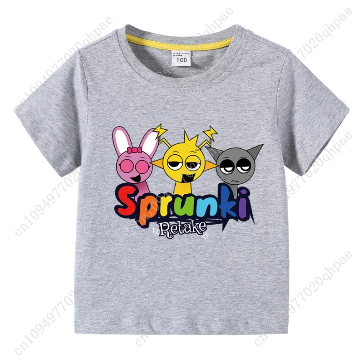 Футболка с рисунком Sprunki, детские хлопковые футболки Incredibox, топы с короткими рукавами для маленьких девочек, летняя одежда для мальчиков, детская одежда