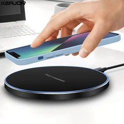 Wireless Charger Pad Ultra-thin Induction Charger for Samsung Galaxy S24 S23 Fast Wireless Charging Station for iPhone 15 ProMax