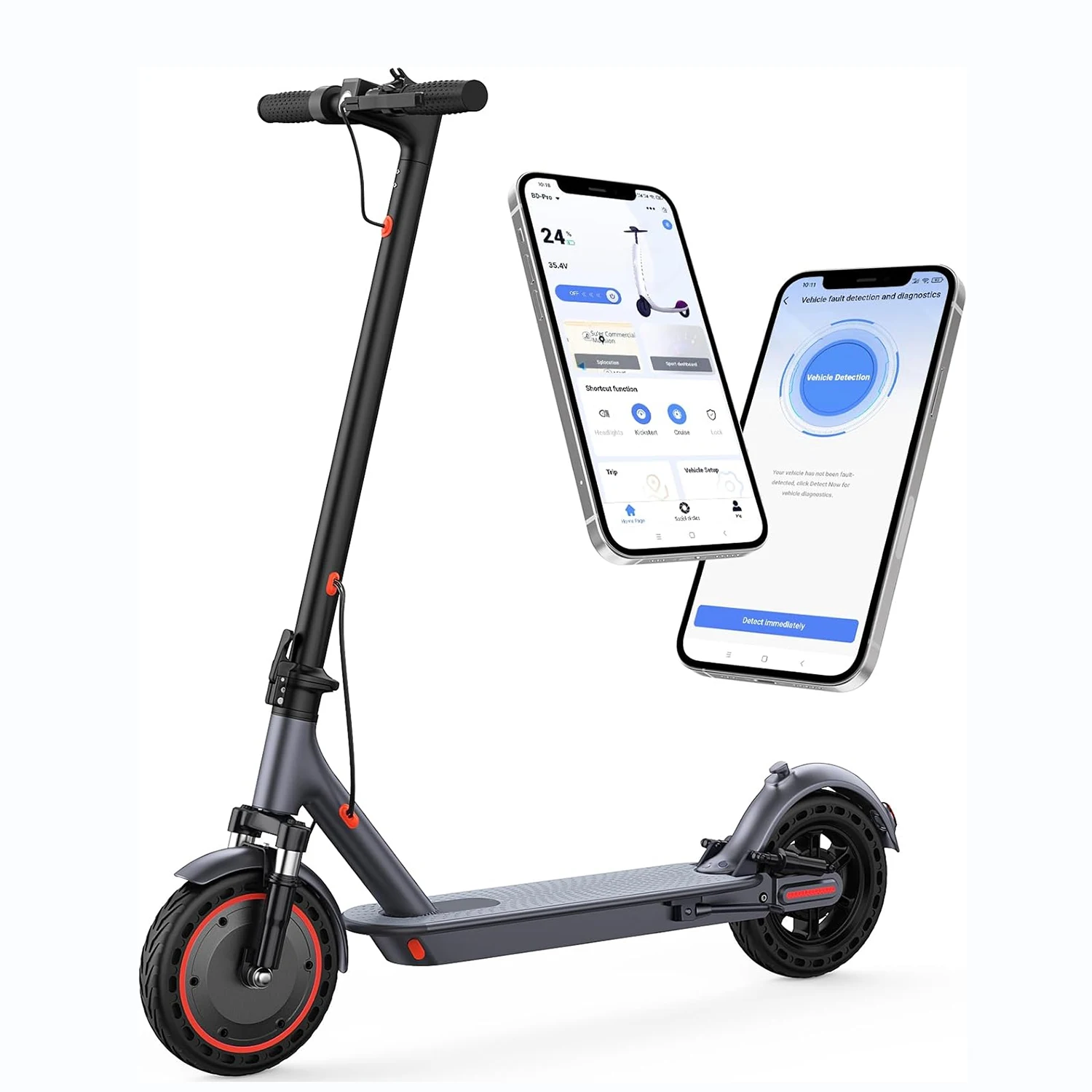 

AOVOPRO 10inch Electric Scooter 22MPH APP Smart Scooter Shock-absorbing Anti-skid Folding 22Miles Max Range E-scooter