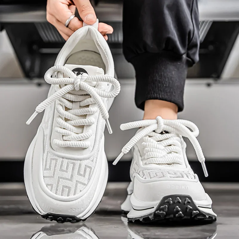 

Кроссовки LiveDay для мужчин, дышащие, нескользящие, на толстой подошве, корейские, модные, студенческие, спортивные, повседневные, белые дизайнерские туфли на платформе