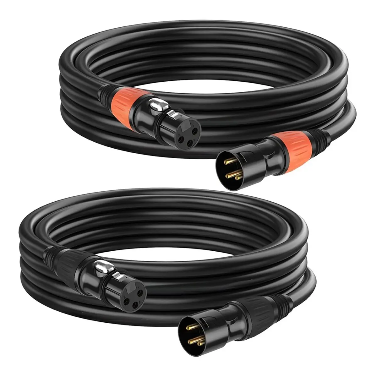A48U 2 Pack 10ft DMX512 Cable, 3Pin Gold Plated XLR Male to Female Cables, for Microphone, Mic Mixer, Band and More