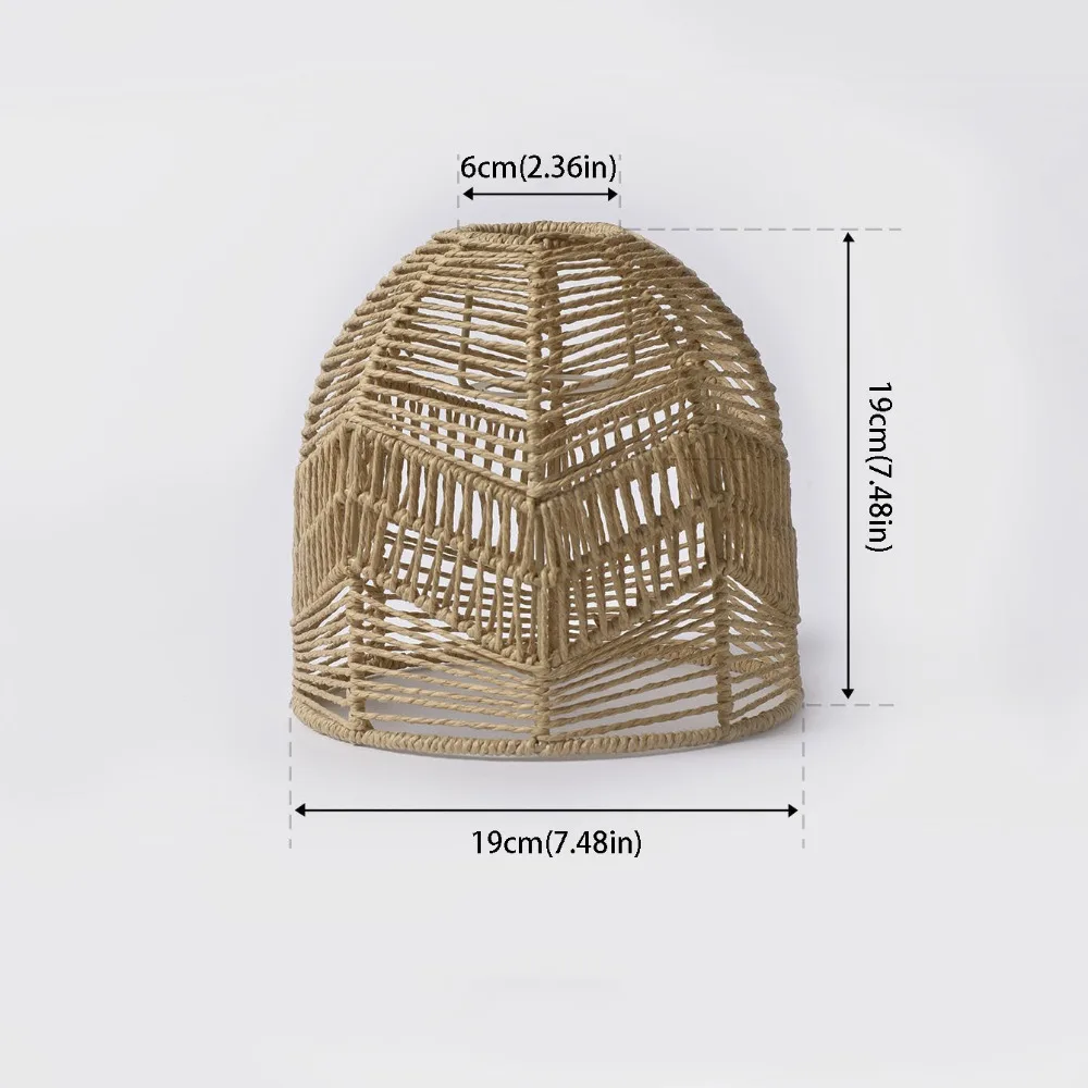 Handwoven Paper Rope Lamp Shade Natural Rattan Hand-Woven Bamboo Bamboo Lantern Pendant Lamp Decorative Minimalist