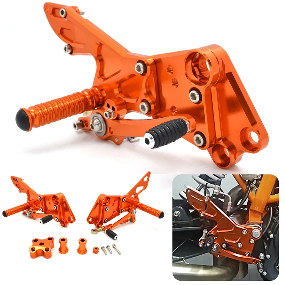 For KTM Duke 125 200 390 Adjustable Rearset Footrests Foot Pegs Pedal Motorcycle For Duke125 Duke200 Duke390