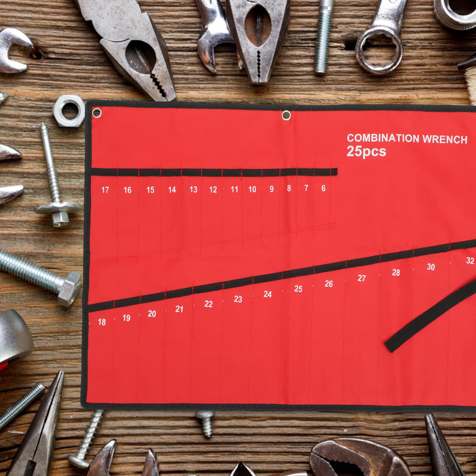 25-فتحة قماش حقيبة أدوات معلقة وجع التخزين المنظم لإصلاح كهربائي متعددة الأغراض فائدة كيس التخزين