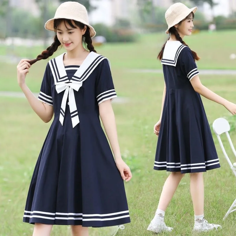 Japanese College JK Sailor Dress,Sweet Summer Student One-Piece Outfit For Daily School Uniform Campus Wear& Cosplay Costume