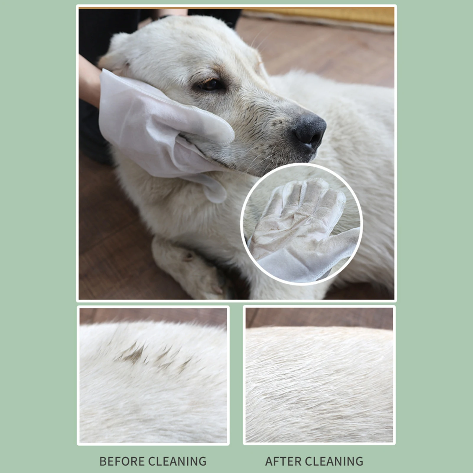 Pet Cleaning Gloves Wet Wipes Easy to Use Disposable Thicker Textured Dog Wipes Suitable for Deodorizing Grooming