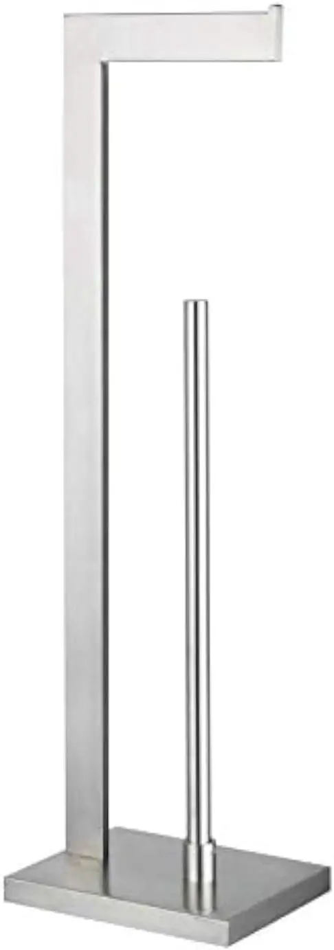 

Free-Standing Toilet Paper Holder with Reserve, Stainless Steel Floor Stand for Bathroom Storage