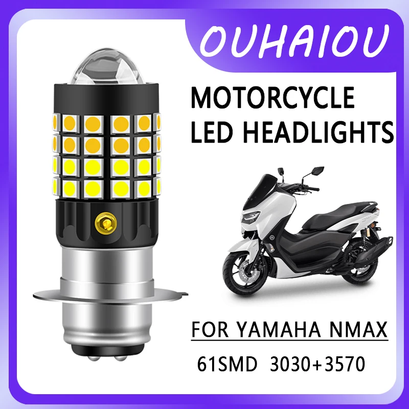 

1pc P15D Motorcycle Headlight Bulb CSP Projector Lens White Yellow Hi/Lo Beam Lamp For YAMAHA NMAX