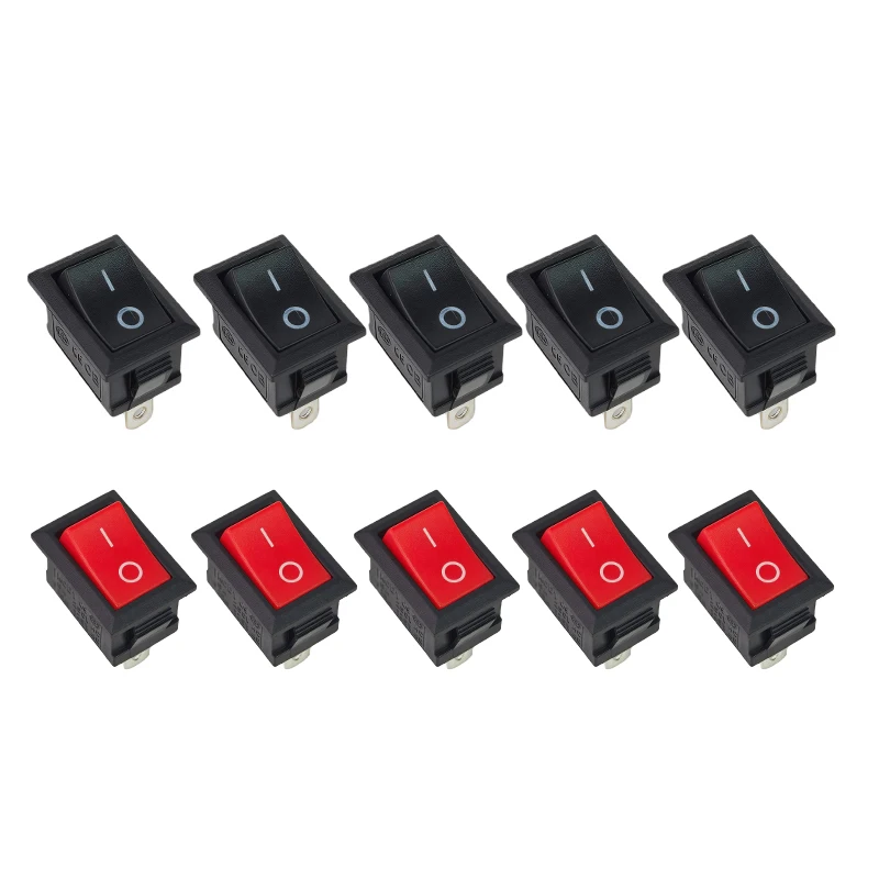 10PCS KCD1 Mini Rocker Switch SPST 2 Pin ON OFF Snap In Panel Mount 10x15mm 3A 250VAC 6A 125VAC for DIY Electronics Appliances