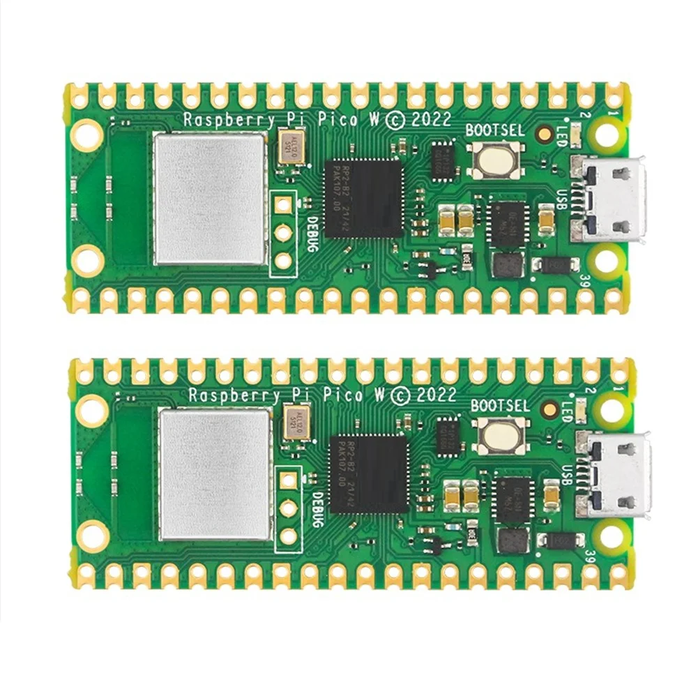 

2Pcs for Raspberry Pi Pico W Wireless WiFi Module Dual-Core ARM Cortex MO+ RP2040 Microcontroller Development Board