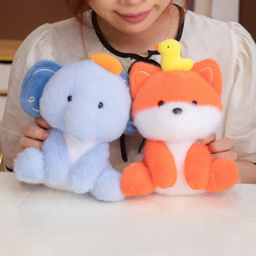 

Mini Cuddly Desktop Pets Plush Toys Funny Siting Pose Elephant Otter Fox Plush Toys Cartoon Animal Accompany Doll