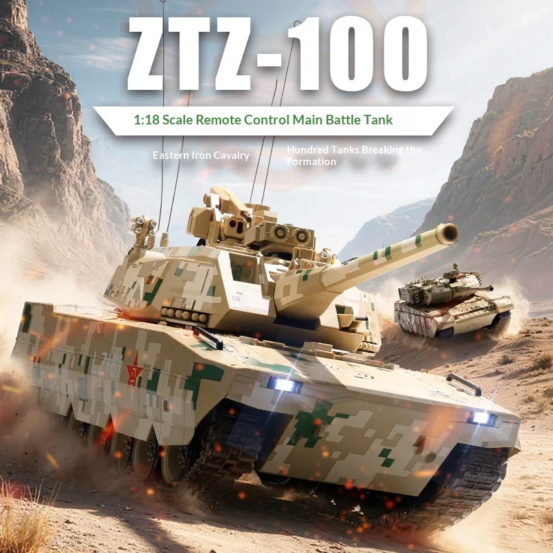 

Ztz-100 2.4g Rc Tank 1:18 Scale 360° Rotating Simulated Shooting Recoil Light Sound Smoke Military Battle Toy For Kids Adults