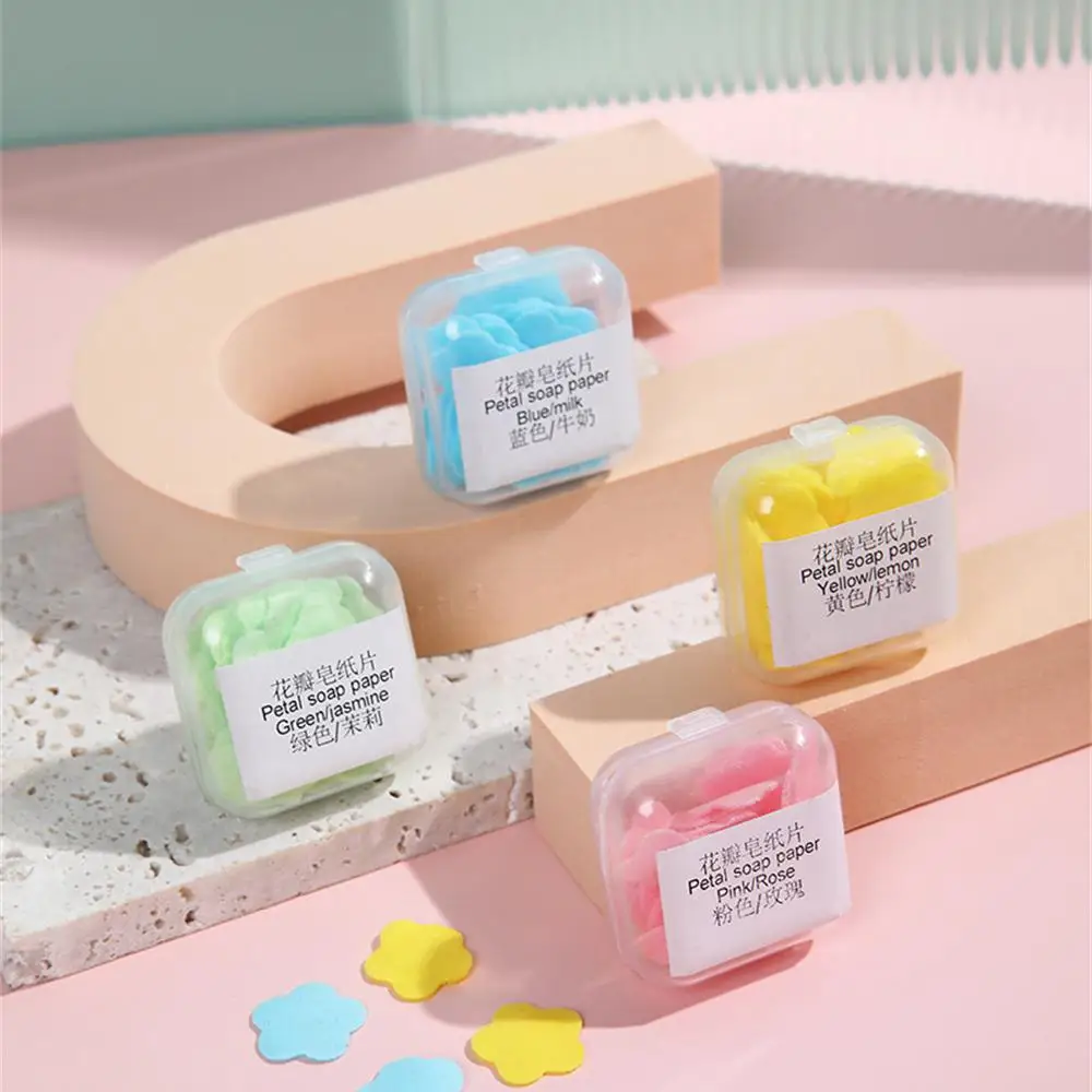 10/50/100BOXES Soap Flakes Practical Design Variety Of Scents Cute Mini Disposable Portable Soap Box Mini Soap Flakes