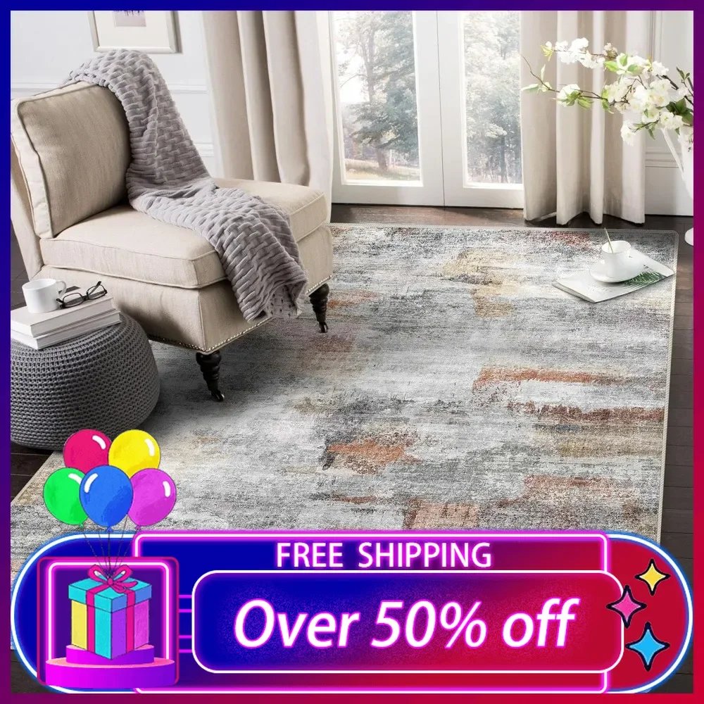 Washable Rug, Ultra Soft Area Rug 8x10, Non Slip Abstract Rug Foldable, Stain Resistant Rugs for Living Room Bedroom,Carpet