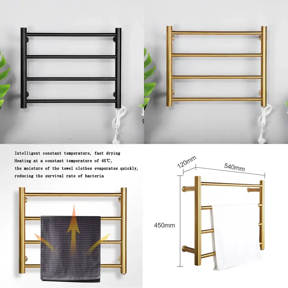 Qwinn 2026-Electric Towel Rack 304 Stainless Steel 45°C Constant Temperature Heated Drying Towel Bar 540*450*120(mm)