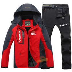 New Men's Winter Coldproof Fishing Suits Outdoor Waterproof Windproof Warm Ski Clothes Plus Velvet Thickened Hiking Camping Sets