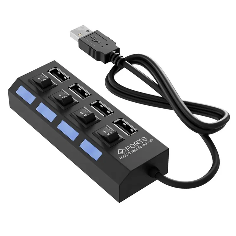 4 In 1 USB 3.0 Hub 7 Port With LED Indicator Independent Switch Control For Laptop Flash Drive Hard Disk Printer Camera Keyboard