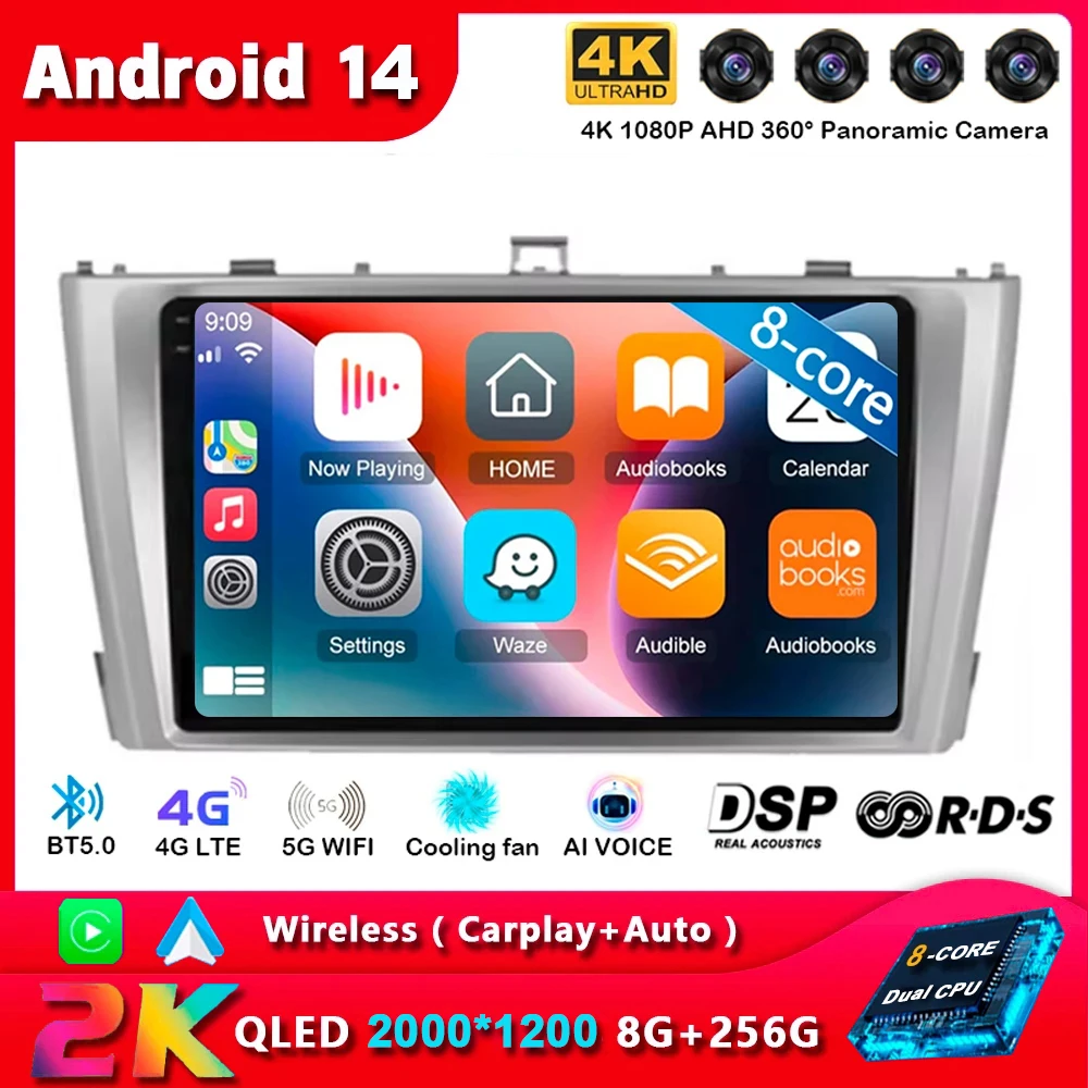 Android 14 Carplay For Toyota Avensis 3 2008 2009 2010 2011 2012 2013-2015 Car Radio Multimedia GPS Player Stereo 2din Head Unit