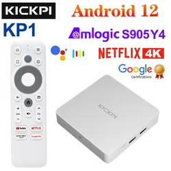 KICKPI ๊ตฌ๊ธ ์ธ์ฆ TV ๋ฐ์ค ์
ํฑ ๋ฐ์ค, ์๋๋ก์ด๋ 12, Amlogic S905Y4, ์์ฑ ์ง์ง๋, AV1, 1080P, H.265, 4K, 60pfs, 2.4G, 5G, KP1, 2GB, 32GB