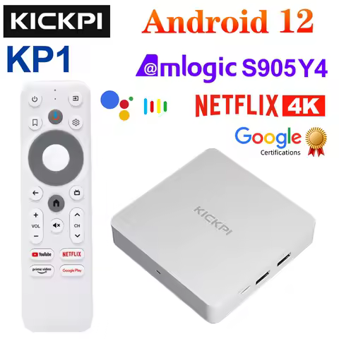 KICKPI KP1 Google Certified TV Box Android 12 Amlogic S905Y4 2GB 32GB Voice Support AV1 1080P H.265 4K 60pfs 2.4G&amp;5G Set top box