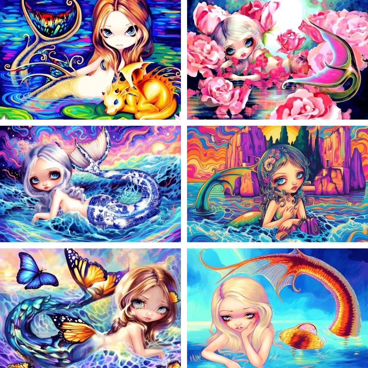 Ocean Fairy Fantasy Mermaid Diamond Painting Mosaic DIY Artwork Full Round/Square for Beginners Gift Sea Creature Craft Kits
