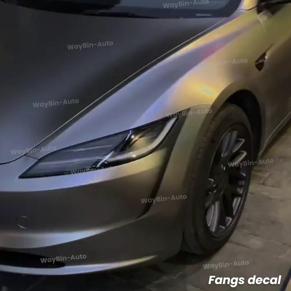 Tesla Model 3 Highland 2024 pegatina de coche tiras de faros parachoques Fang sombra calcomanías decoración accesorios exteriores de coche