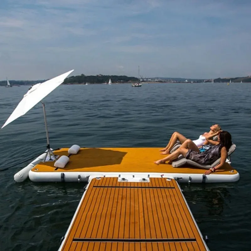 Water Fishing Platform Large Floating Row Multiplayer Water Inflatable Floating Row Chairs