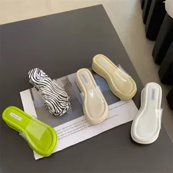 2024 Summer Platform Women Slippers Fashion Elegant Transparent Slides Shoes Ladies Casual Weges Heel Beach Sandalias Shoes