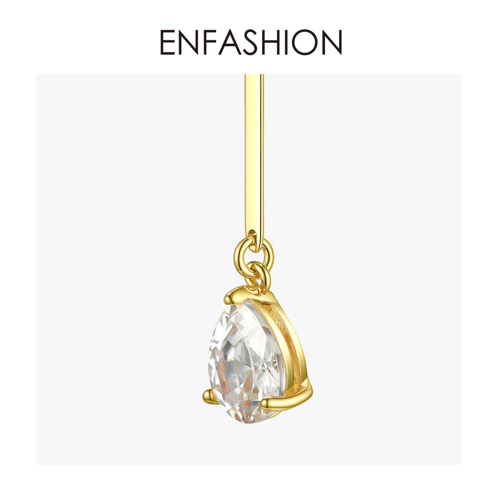 ENFASHION Asymmetric Water Droplets Crystal Ear Cuff Clip On Earrings For Women Gold Color Earcuff Earings Fashion Jewelry E1151