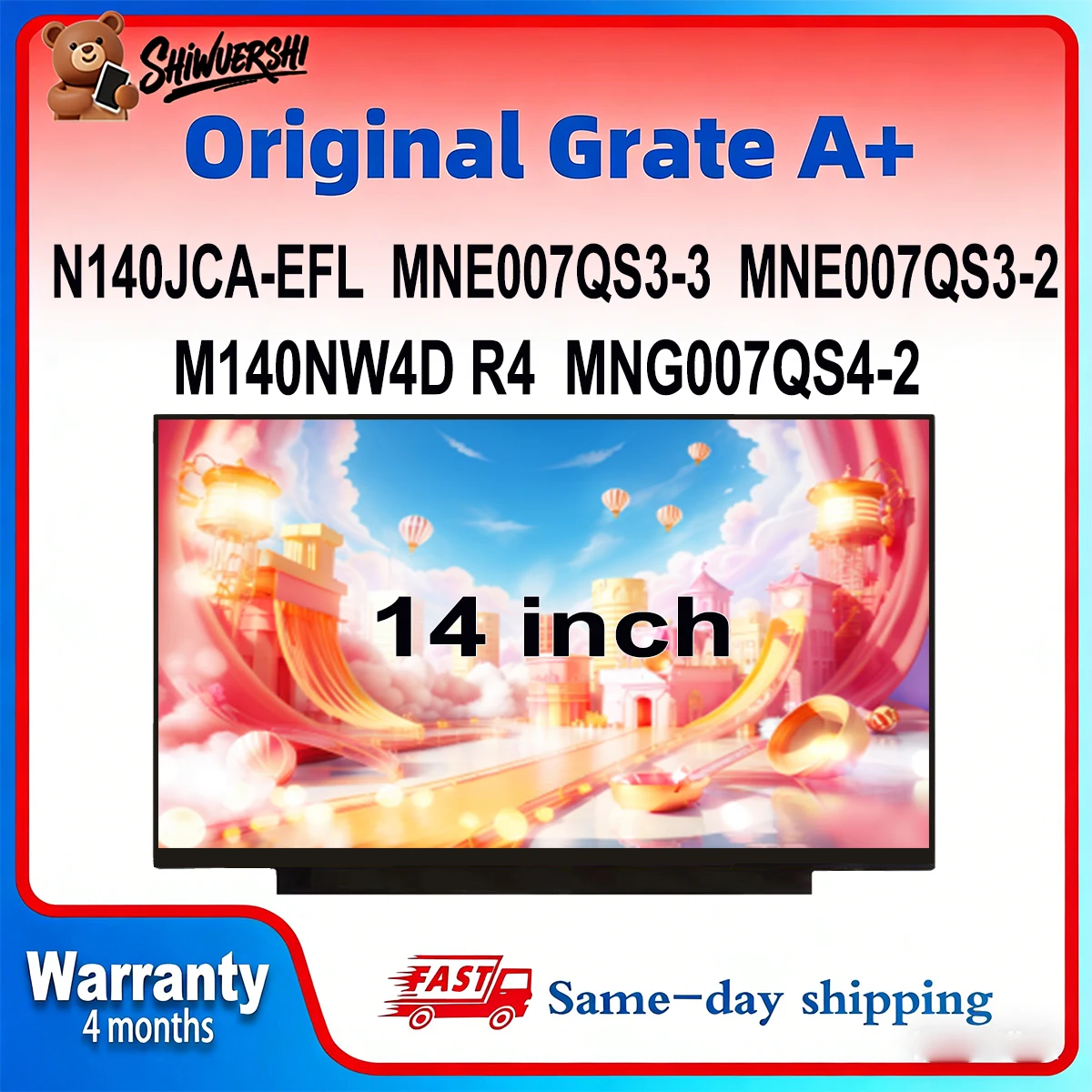 

Wholesale 14" Laptop Lcd Screen Monitor Panel Slim N140JCA EFL MNE007QS3 3 MNE007QS3 2 M140NW4D R4 MNG007QS4 2