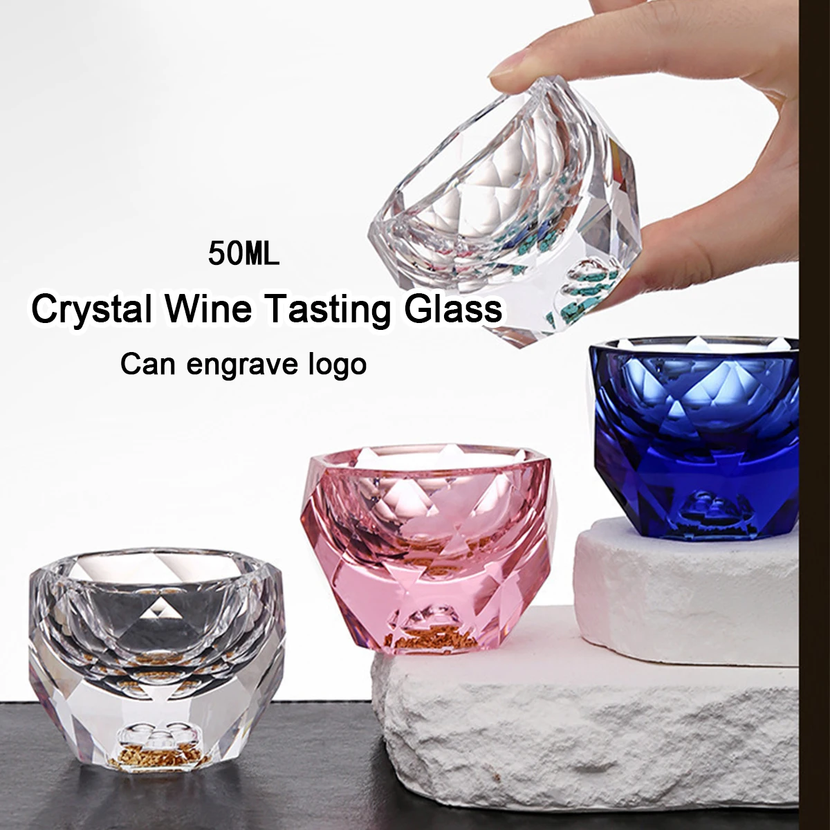 (Can Engrave Logo) 50ml/150ml High-end Crystal Wine Tasting Glass and Decanter Set, Small Whiskey Cup, Spirits Glasses