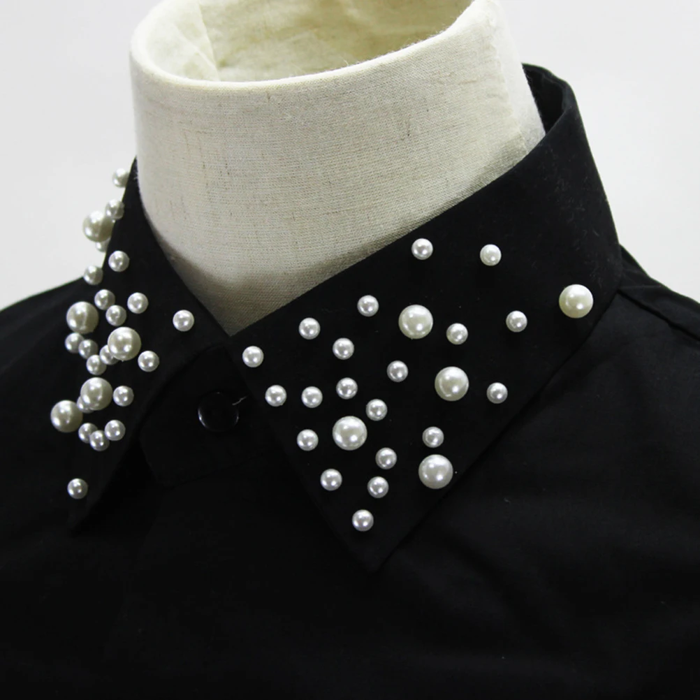 

Pearl Decorated Detachable Stretchy Fake Collar For Women Elegant Blouse Accessory Pure Cotton Hidden Collar For Dress Sweater