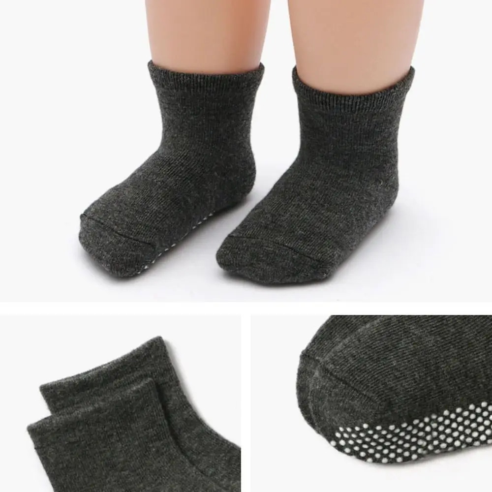 6Pairs الاستغناء الطفل جوارب قطنية بلون عدم الانزلاق دارى قصيرة جوارب أنبوبية جوارب يمكن السير بها على الأرض الخريف الربيع الرضع الجوارب الوليد