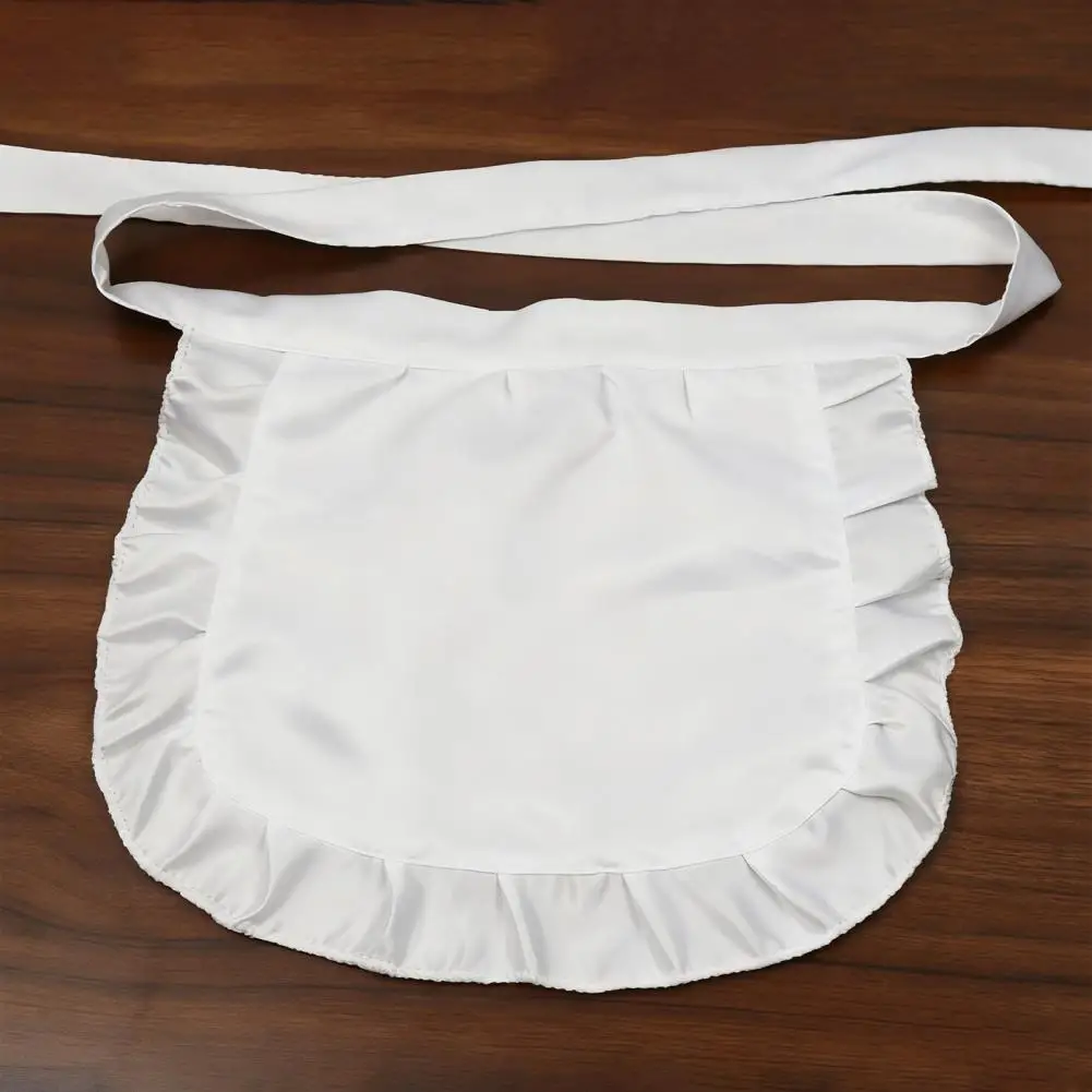 Maid Cosplay Apron White Ruffled Half Apron Kitchen Costume Girls Waist Apron for Cosplay Costume Party Theme Party Accessory