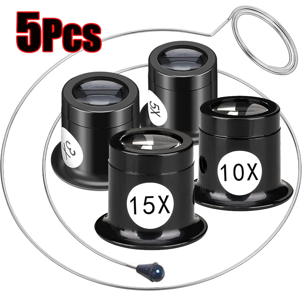 Watchmaker Eye Loupe Loop Magnifier Glass Jewelers Portable Monocular Magnifying Glass for Watch Repairs Tool 3X 5X 10X 15X Lens