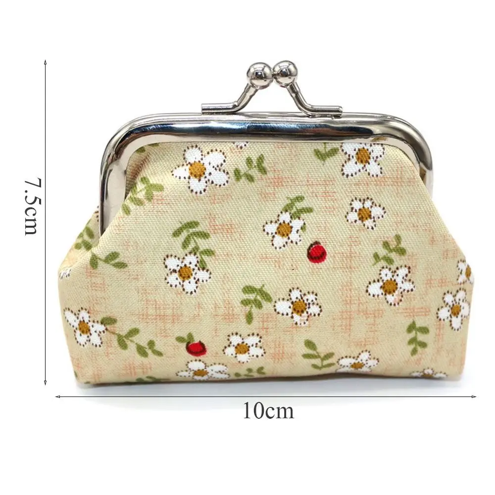 Flower Print Mini Money Clip Coin Pouch Purse Small Wallet Clutch Bag Coin Storage Bag