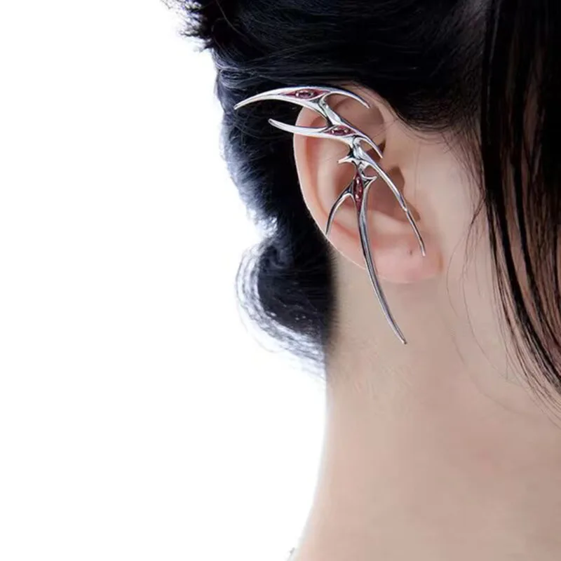 2026 New Fashion Sliver Color Butterfly Ear Clip Earrings for Women Punk Hip Hop Zircon Elf Earring Party Jewelry Gifts1pcs