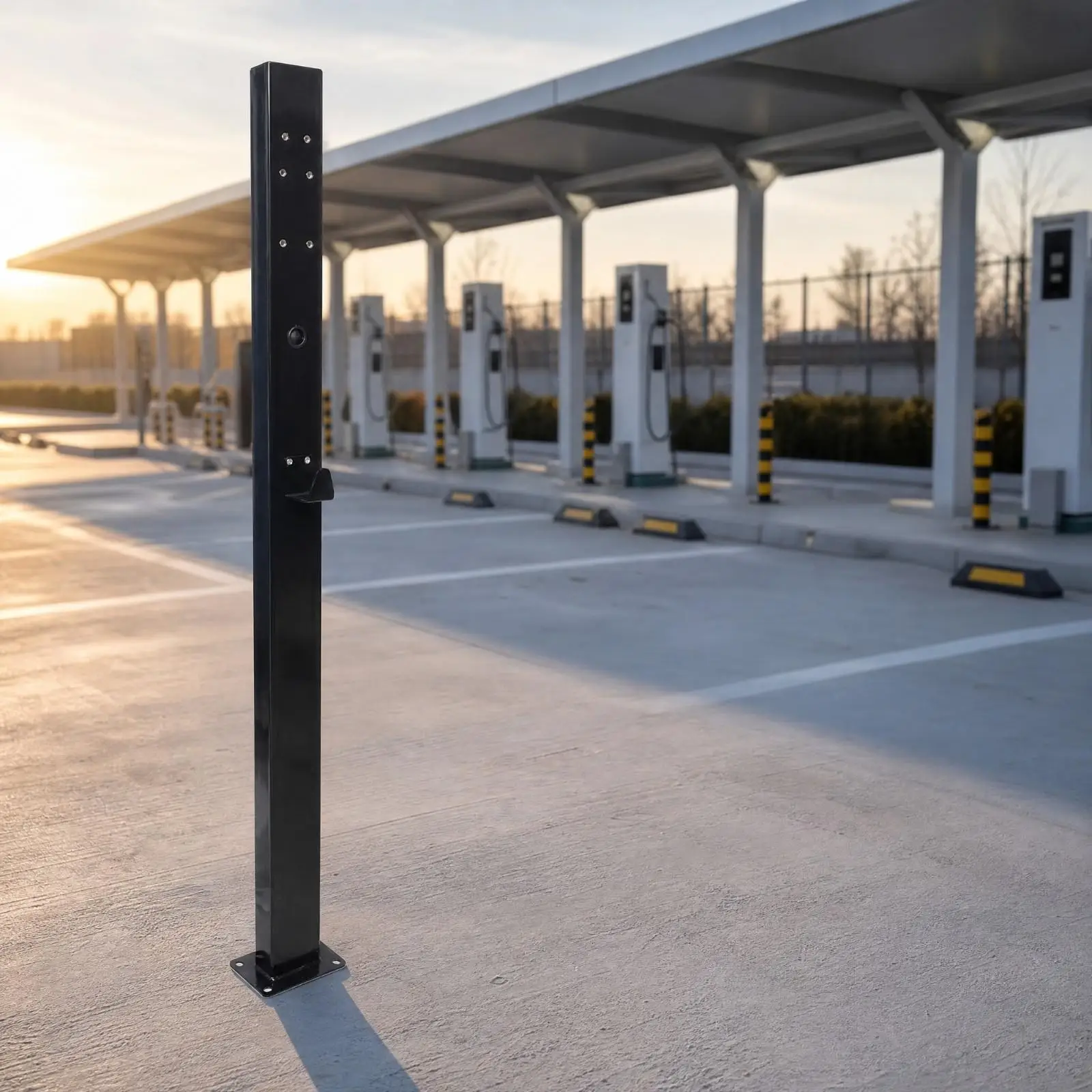 Reinforced EV Support Post with Mounting Base Pedestal-Mounted Charging Station