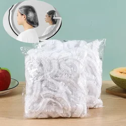 Gorro de ducha desechable con forma de malla elástica, gorro de baño no tejido para extensión de pestañas, transparente, impermeable, 100 piezas