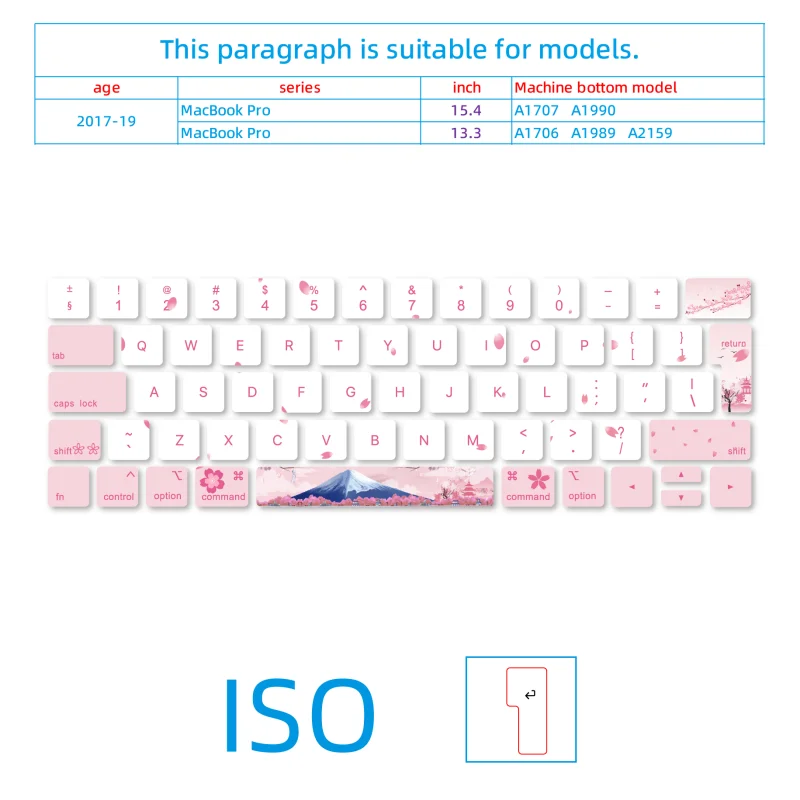 Suitable for (Iso) Apple MacBook Laptop Keyboard Stickers Cherry Blossom Mount Fuji M4 15.3 A3241 Pro M2-M3 Key Stickers