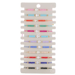 12pcs Bohemian Style Woven Cross Bracelet Set, Suitable For Men And Women's Jewelry Gifts